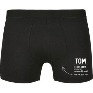 Tom, je hebt niet de leukste persoonlijkheid, maar dit helpt wel Heren Boxershort - relatie - vriend - onderbroek - grappig