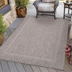 Weerbestendig binnen en buiten tapijt - sisal-look - grijs - 120 x 170 cm - waterbestendig - wasbaar - plat weefsel - keuken - camping - tuin - terras
