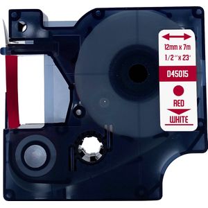 DULA Dymo D1 45015 - S0720550 - Compatible label tape - 1 lettertape - Rood op wit - 12mm x 7m