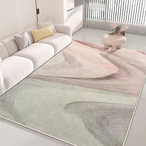 Tapijt imitatie kasjmier tapijt moderne woonkamer slaapkamer gang tapijt zacht antislip tapijt indoor tapijt wasbaar abstract tapijt (grijs/roze, 200 x 250 cm)