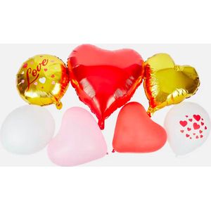 Avec ballonnenset - 16 stuks - Liefde - Valentijn - Love - Valentijnsdag - Bruiloft - Rood - Goud