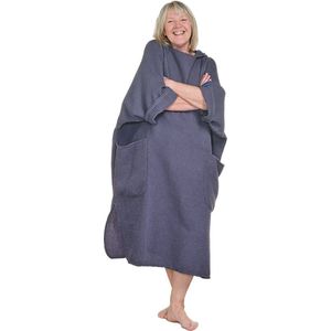 Zeemeermantel - poncho - dark grey - Unisex - met kleine handdoek
