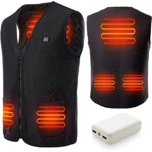 Edmondo USB Verwarmde Bodywarmer - Verwarmd Vest - Elektrische Bodywarmer - Heated Jacked - INCLUSIEF 10.000 mAh powerbank - Jas - Heren / Dames - Maat M - 3 Standen - ZWART