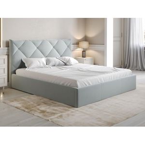 PASCAL MORABITO Bed met opbergruimte 160 x 200 cm - Velours - Lichtgrijs - STARI van Pascal Morabito L 173 cm x H 104 cm x D 210 cm