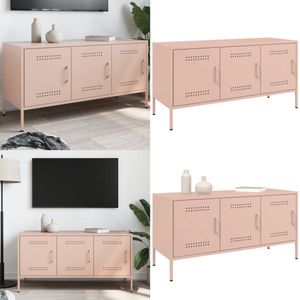 vidaXL Tv-meubel 100,5x39x50,5 cm staal roze - Tv-meubel - Tv-meubelen - Tv Kast - Opbergkast