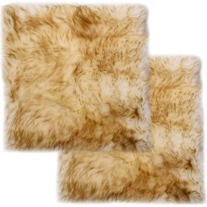 vidaXL - Stoelkussens - 2 - st - 40x40 - cm - echt - schapenvacht - gemêleerd - bruin