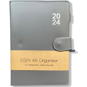 2024 Organiser / Agenda - Kunstleder weekagenda 7D/2P - A5 Kunstledercover - 15x21cm met pen