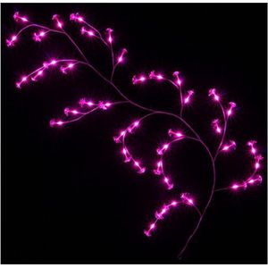 Lichte tak bloemen in optische vezels 40led 2m roze - Plastic - Roze - SILUMEN