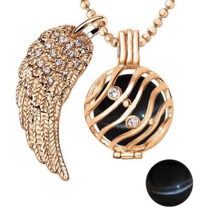 Quiges Engelenroeper 18mm Bolhouder met Ketting 90cm en Bolletje - Dames - Roségoudkleurig Golven - EBS18073