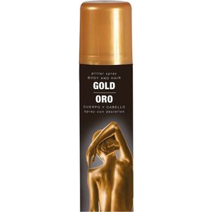 Halloween Gouden bodypaint spray/body- en haarspray - Verf/schmink voor lichaam en haar
