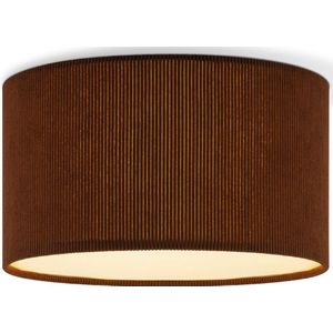 Home Sweet Home - Corduroy Plafondlamp - Cilinder - Brown - Scandinavische stijl - ø30 x 17 cm - E27 Fitting - Geschikt voor Woonkamers en slaapkamers