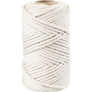 Macramé koord. off-Wit. L: 55 m. d: 4 mm. 330 gr - 1 rol