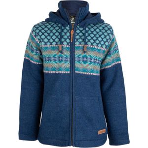 Gebreid Wollen Heren/Uni Vest van Schapenwol met Polyester Fleece voering en afneembare capuchon - SHAKALOHA - M Icelander ZH Blue M.