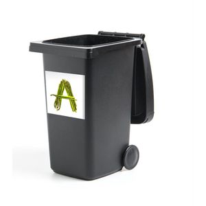 Container sticker Letter A - Letter A gevormd door asperges Klikosticker - 40x40 cm - kliko sticker - weerbestendige containersticker