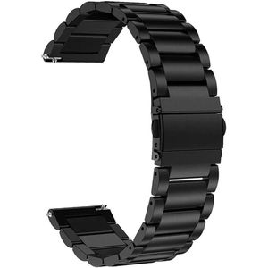 22mm Zwarte Oyster Horlogeband universeel - Band aanzet 22 mm - Horlogebandje RVS316l | ook voor de volgende smartwatches geschikt Samsung S3 GT,Huawei Wami 2 ticwatch1 Amazfit 1/2,Honor Dream