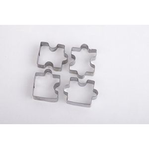 Puzzel koekvormpjes - Puzzel koekvorm - uitsteekvorm - RVS - fondant vorm - 4 stuks