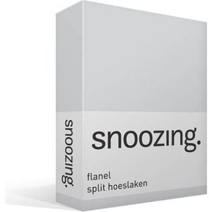 Snoozing - Flanel - Split-topper - Hoeslaken - Lits-jumeaux - 200x200 cm - Grijs