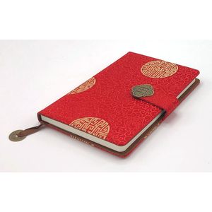 Dagboek - Notebook Chinese Yun Brocade - Journal - Red Gold - Hardcover met magneet slot - 22 x 15 cm.