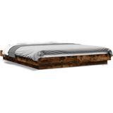 vidaXL - Bedframe - met - LED-verlichting - gerookt - eikenkleurig - 160x200 - cm