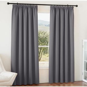 Verduisteringsgordijnen - Extra Brede Gordijnen met Plooiband - Grijs - Ondoorzichtig - 228 x 167 cm - Set van 2