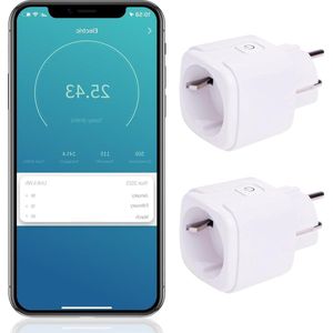 Slimme WiFi stekker met timer en energiemeter - 16A - Werkt met Google Home en Alexa - Voor binnen - 2 stuks