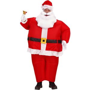 Widmann - Kerst & Oud & Nieuw Kostuum - Opblaasbare Kerstman Fat Santa Kostuum - Rood - One Size - Kerst - Verkleedkleding