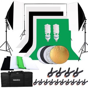 Hakutatz® Professionele Fotostudio Set - 2x Softbox - 4x Achtergrondstof - 5-in-1 Reflector met Statief