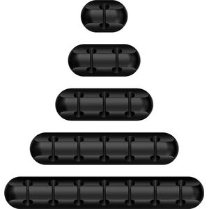 Merkloos / zelfklevende kabel organisers / USB snoer houder / draad organiser / snoer organiser voor keuken kabelmanagement / bureau / auto kabel organiser (Zwart 5st. set voor (1/2/3/5/7 kabels))