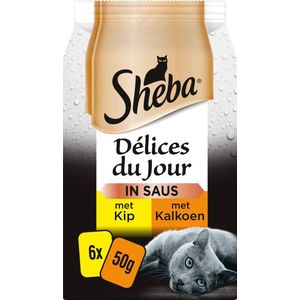 Sheba Delices du Jour - Kattenvoer natvoer - Kip & Kalkoen in Saus - 36x50g