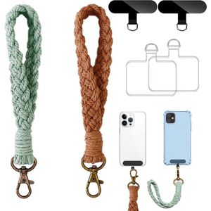 Macramé Lanyard Sleutelhangers Set - Auto Sleutelhouder Keycord - Keychain met Karabijnhaak\Sleutelringen voor Volwassenen - Musketonhaak Telefoon Keykoord - Vrouwen, Mannen, Dames & Kinderen Universeel Telefoonkoord/Telefoonketting - GSM Pols Koord