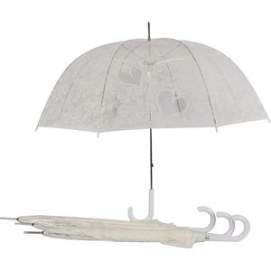 Romantische Doorzichtige Trouwparaplu's - Set van 4 - Perfect voor Bruiloften - Transparante Paraplu met Hartjes | Windproof | 95cm Diameter