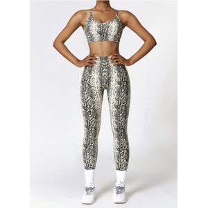 PRINTED GYM SET - Maat L - 2delig - Snake Print - Gym Set - Gym Legging - Fitness set - Fitness top & legging - Sportkledingset - Sporttop - Sportlegging - Yogaset - Yogalegging - Yogatop