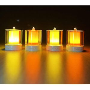 Synergy - Oplaadbare waxinelichtjes - LED Waxinelichtjes - 4 stuks - Flikkeren - Oplaadbare kaarsen - Oplaadbare theelichtjes