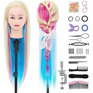 Oefenhoofd voor kappers met synthetisch haar – Perfect voor kapsalontraining en styling