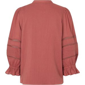 Roze blouse met ruches en opengewerkte details Dai - mbyM