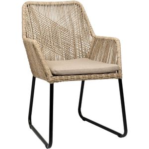 7-delige tuinset | 6 Mona tuinstoelen (Sand) | Tuintafel Cadiz 240x115cm (Black)