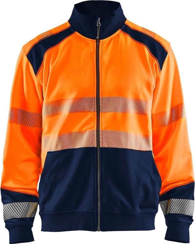Blaklader Sweatshirt hele rits High Vis 3558-2528 - High Vis Oranje/Marineblauw - XS