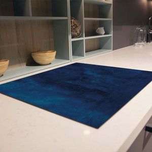Inductiebeschermer donkerblauw aquarel | 70 x 52 cm | Keukendecoratie | Bescherm mat | Inductie afdekplaat