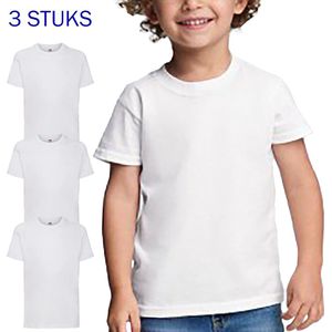 3 STUKS - FRUIT OF THE LOOM uniseks Kids T-shirts - Wit - Valueweight T - Maat 116 - 5 | 6 jaar - Normale Pasvorm - Korte mouwen - Ronde Hals - 160g/m2 - 3 Pack