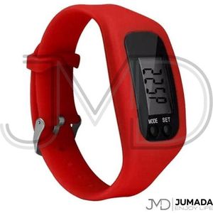 Jumada's Stappenteller - LCD Horloge - Armband - Tracker - Siliconen - Breed - Rood