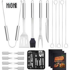 HighSupply 18 Delige Premium BBQ Accesoires en Gereedschap Set - Barbecue Set - Inclusief 3x BBQ Grill Mat