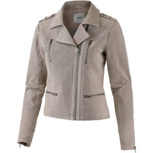 Objstella jacket- Object Stijlvolle leren jacket- Object Dames leren jas, grijs -Maat M