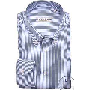 Ledub modern fit overhemd - donkerblauw - Strijkvriendelijk - Boordmaat: 46