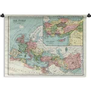 Wandkleed Antieke Keizerrijken in kaart - Antieke kaart van de wereld Wandkleed katoen 120x90 cm - Wandtapijt met foto