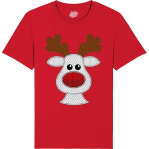 Rendier Buddy - Foute Kersttrui Kerstcadeau - Dames / Heren / Unisex Kleding - Grappige Kerst Outfit - Knit Look - T-Shirt - Unisex - Rood - Maat XXL