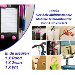 3 stuks Flexibele Multifuntionele Mobiele Telefoonhouder voor Auto en Fiets