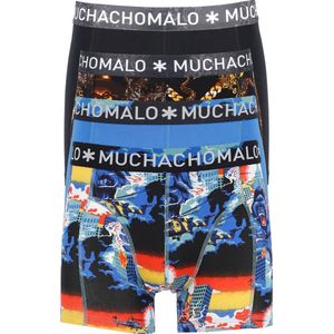 Muchachomalo heren boxershorts (4-pack) - shorts King Kong Cuban Link - print - blauw - zwart - Maat: S