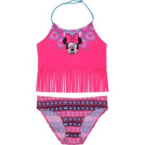 Minnie Mouse DISNEY- Neon roze Aztec patroon zwempak met kwastjes / 128-134