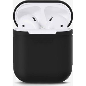Siliconen Bescherm Hoesje Cover voor Apple AirPods Case - Airpods Hoesje Siliconen Case Zwart (black)