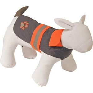 Regenjas hond grijs oranje met reflectie 35cm